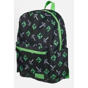 Minecraft Creeper School Backpack Book Bag 17" Green Black Kids Backpack New